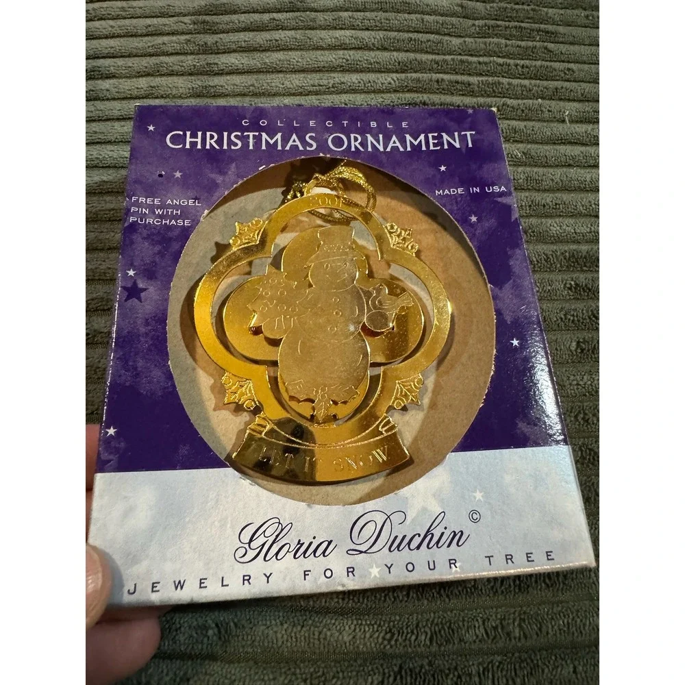 Gloria Duchin 2001 Collectible Christmas Ornament Snowman Let‎ It Snow Gold